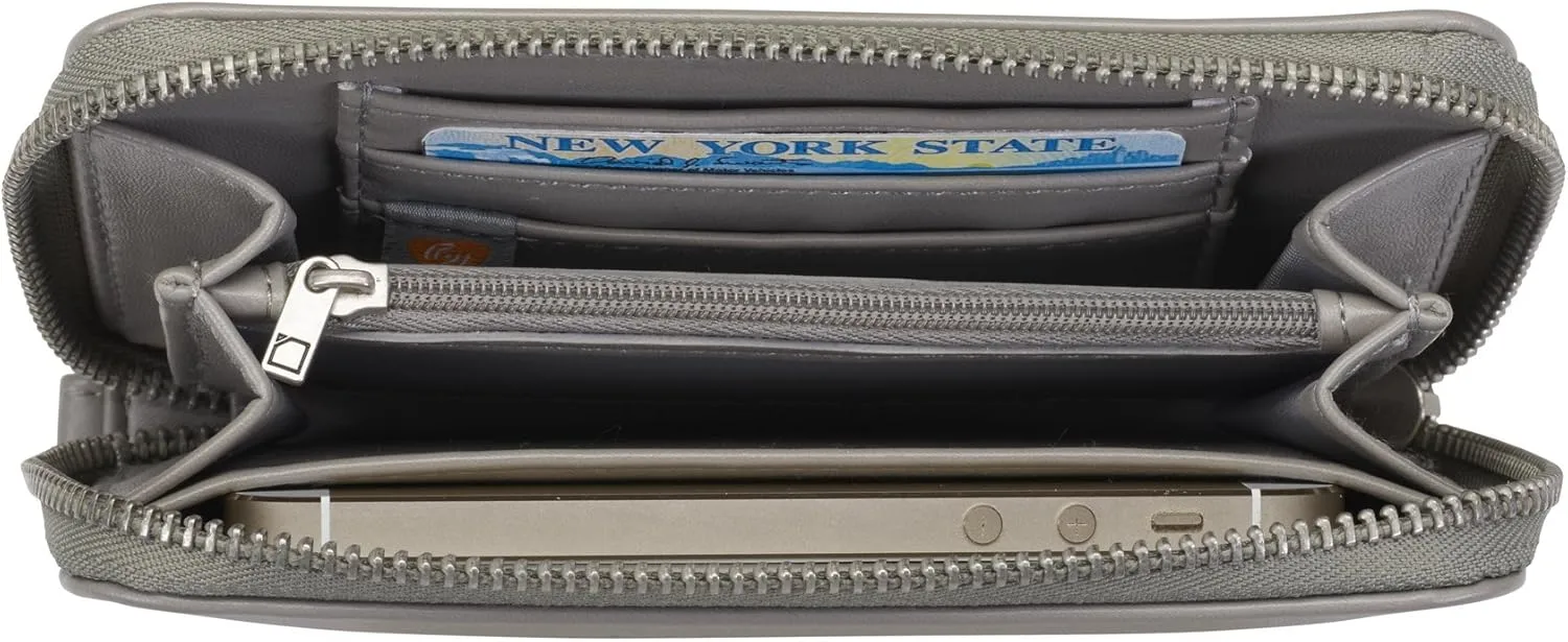 Lewis N. Clark Shetravels RFID-Blocking Wristlet Wallet Clutch   Travel Purse for Women, Carry Passport, ID & Cell Phone with Interior Zip Pockets, 3 Card Slots & Removable Wrist Strap, Gray