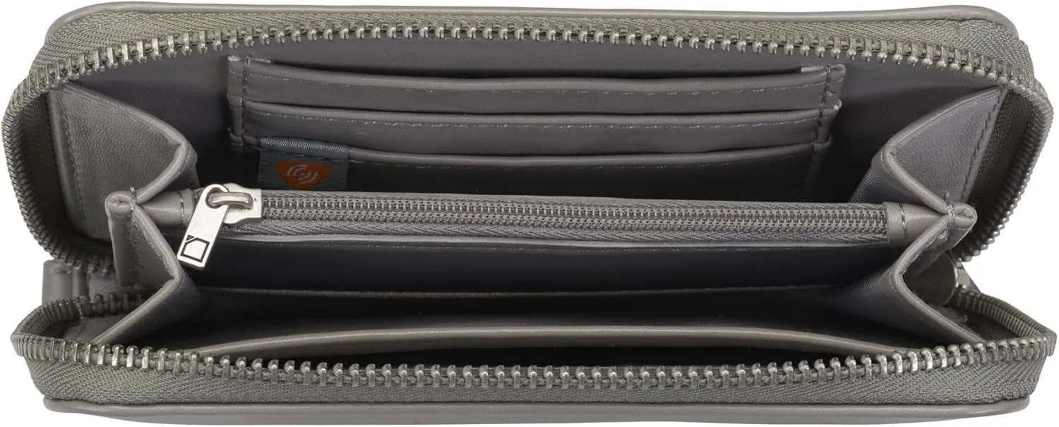 Lewis N. Clark Shetravels RFID-Blocking Wristlet Wallet Clutch   Travel Purse for Women, Carry Passport, ID & Cell Phone with Interior Zip Pockets, 3 Card Slots & Removable Wrist Strap, Gray