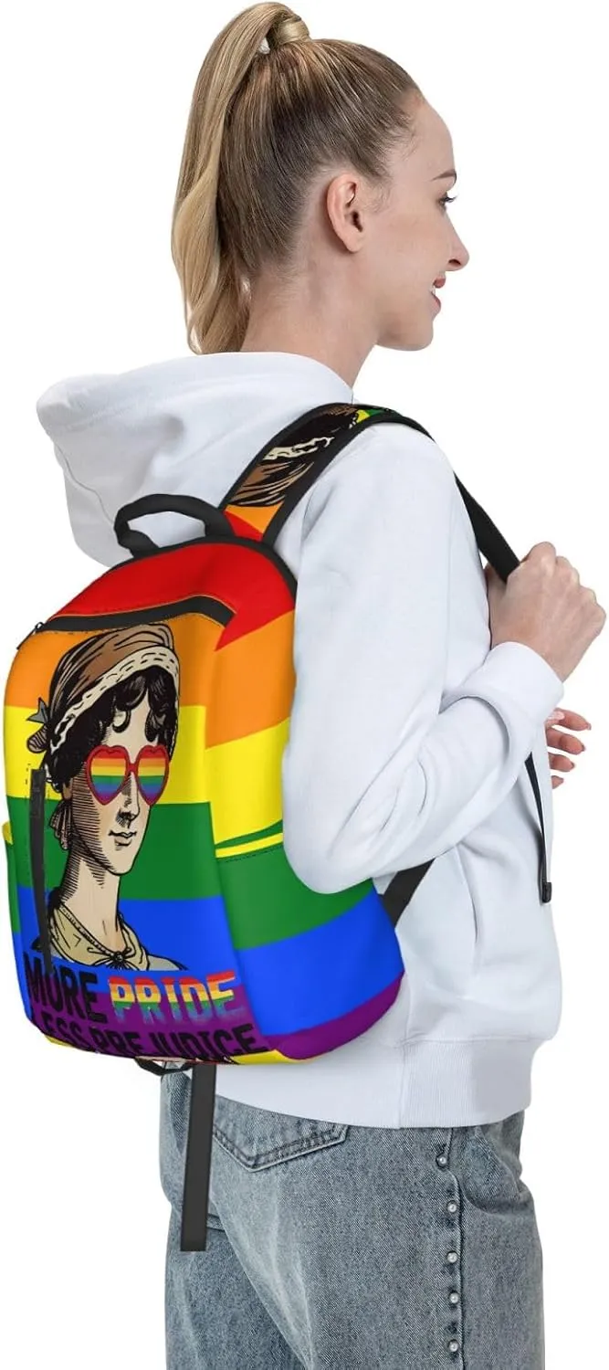 LGBT Rainbow Gay More Pride Less Prejudice Travel Laptop Backpack Casual Backpacks Double Shoulder Daypack Notebook Rucksack Work Bags Sports Bag for Hiking Camping Beach