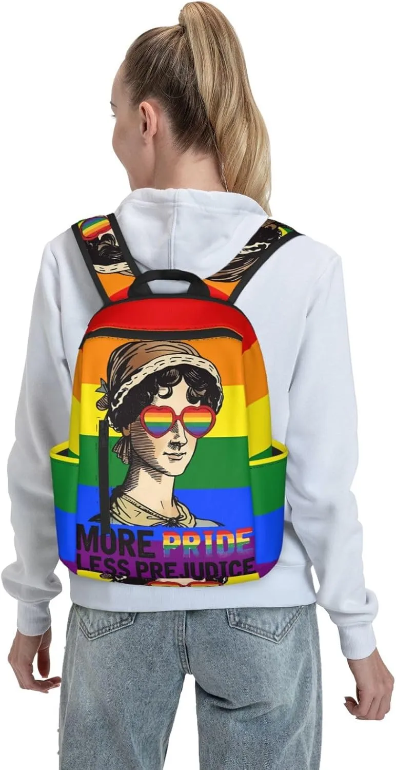 LGBT Rainbow Gay More Pride Less Prejudice Travel Laptop Backpack Casual Backpacks Double Shoulder Daypack Notebook Rucksack Work Bags Sports Bag for Hiking Camping Beach