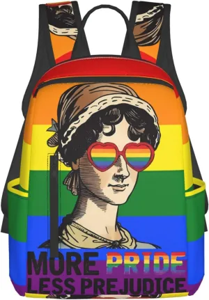 LGBT Rainbow Gay More Pride Less Prejudice Travel Laptop Backpack Casual Backpacks Double Shoulder Daypack Notebook Rucksack Work Bags Sports Bag for Hiking Camping Beach