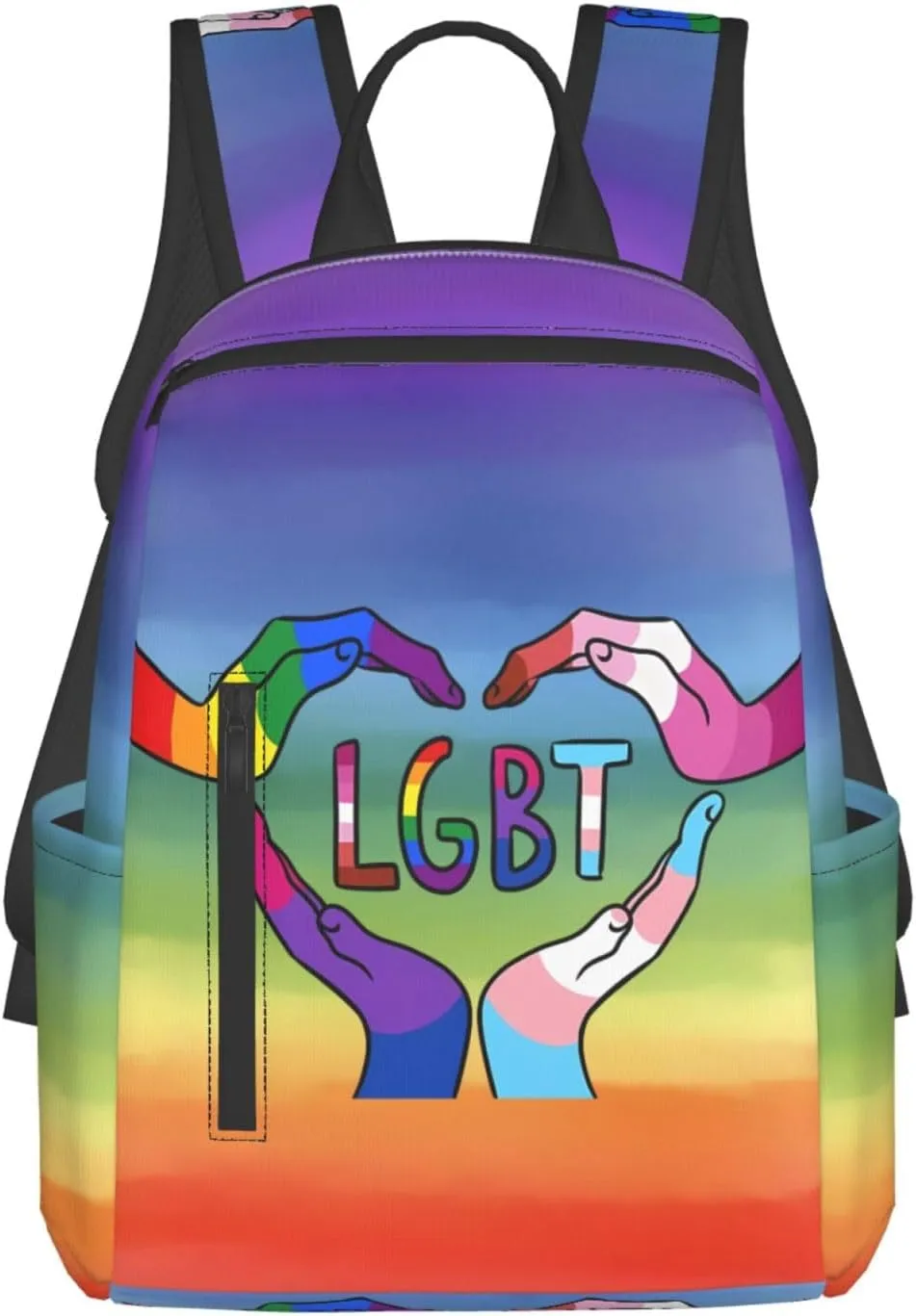 LGBT Rainbow Gay Pride Heart Gesture Travel Laptop Backpack Casual Backpacks Double Shoulder Daypack Notebook Rucksack Work Bags Sports Bag for Gym Hiking Camping Beach