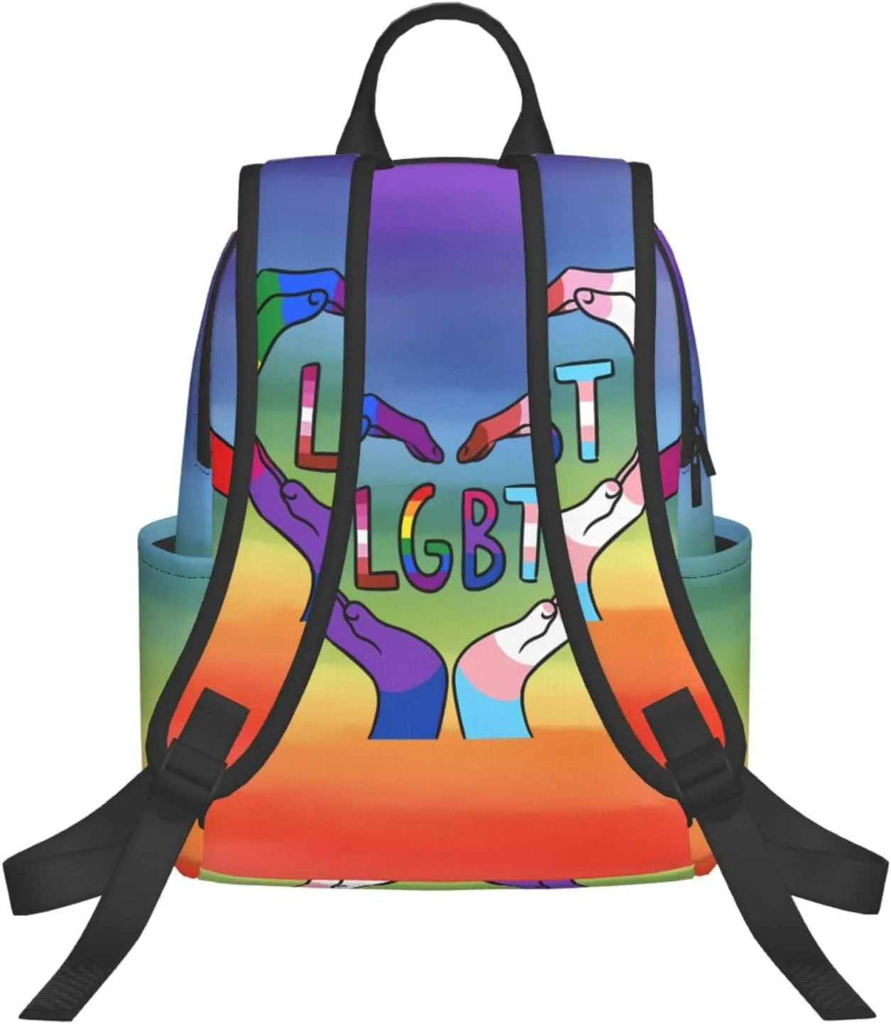 LGBT Rainbow Gay Pride Heart Gesture Travel Laptop Backpack Casual Backpacks Double Shoulder Daypack Notebook Rucksack Work Bags Sports Bag for Gym Hiking Camping Beach
