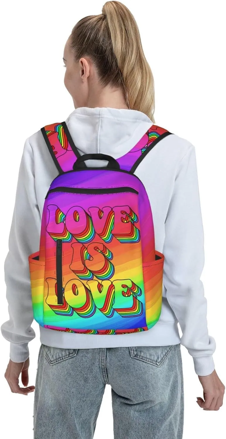 LGBT Rainbow Gay Pride Love Is Love Travel Laptop Backpack Casual Backpacks Double Shoulder Daypack Notebook Rucksack Work Bags Sports Bag for Gym Hiking Camping Beach