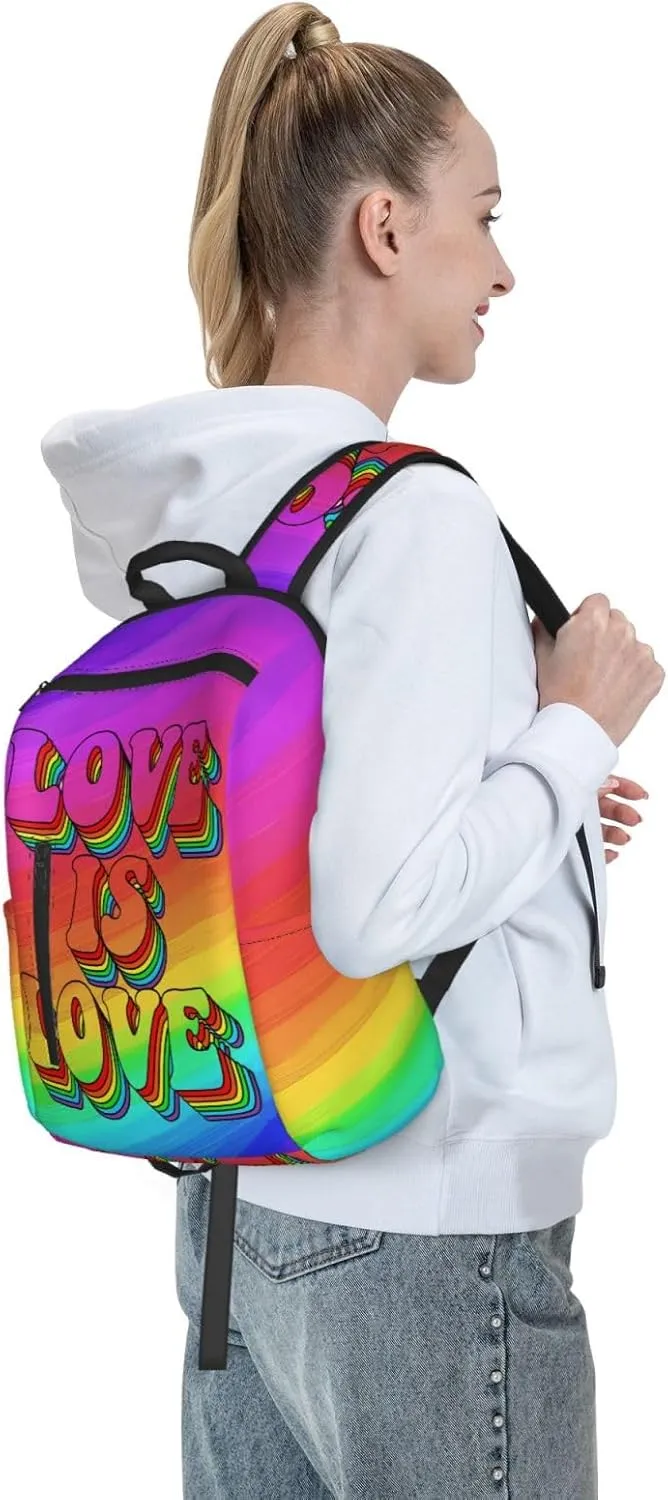 LGBT Rainbow Gay Pride Love Is Love Travel Laptop Backpack Casual Backpacks Double Shoulder Daypack Notebook Rucksack Work Bags Sports Bag for Gym Hiking Camping Beach