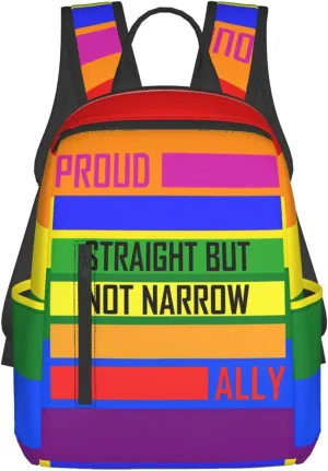 LGBT Rainbow Pride Straight But Not Narrow Ally Travel Laptop Backpack Casual Backpacks Double Shoulder Daypack Notebook Rucksack Work Bags Sports Bag for Hiking Camping Beach