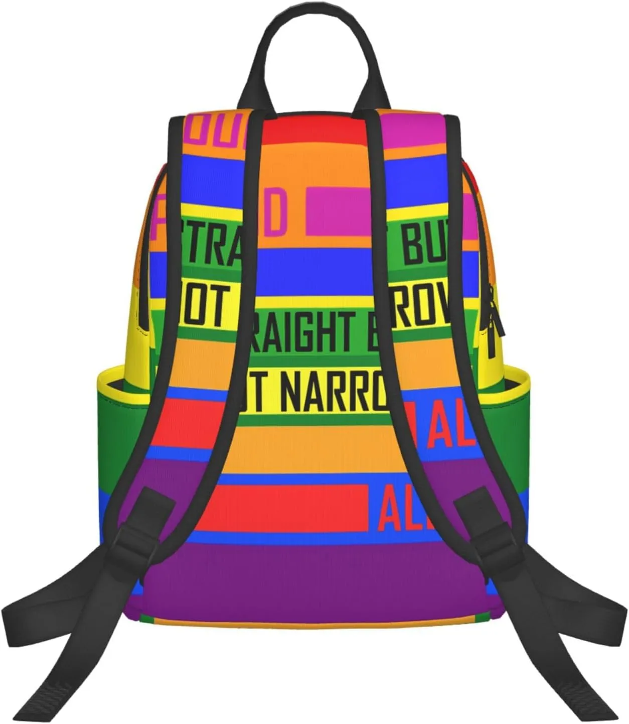LGBT Rainbow Pride Straight But Not Narrow Ally Travel Laptop Backpack Casual Backpacks Double Shoulder Daypack Notebook Rucksack Work Bags Sports Bag for Hiking Camping Beach
