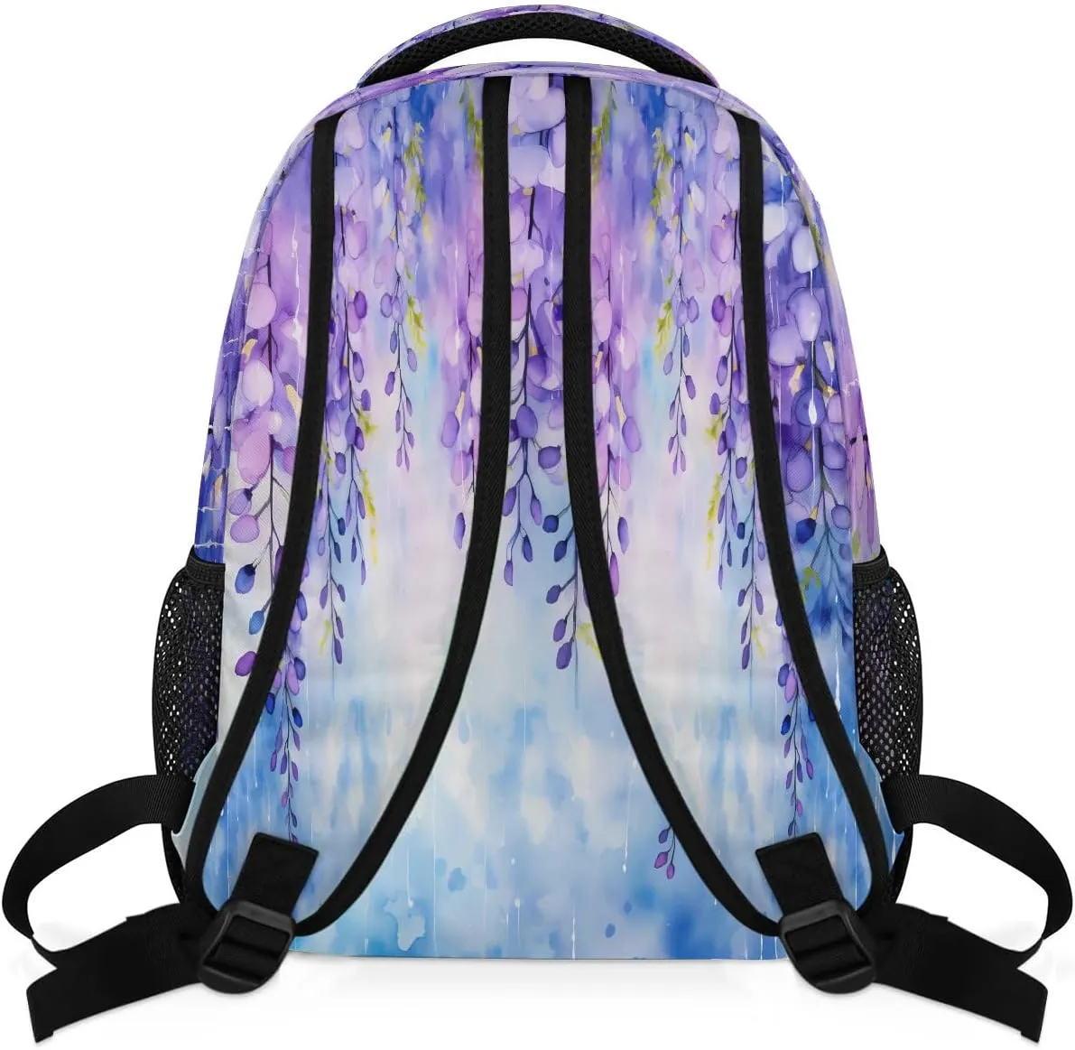 Lightweight Travel Backpack, Abstract Purple Flower Large Capacity Bookbag, Waterproof Travel Bag Casual Daypack for Men Women Adults