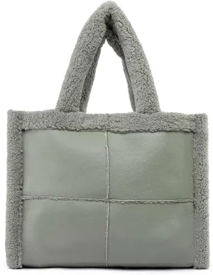 Like Dreams Large Sherpa Tote Bag, Inner Pocket Vegan Leather, Large Tote Hand bags for Women, Fashion Winter Purse