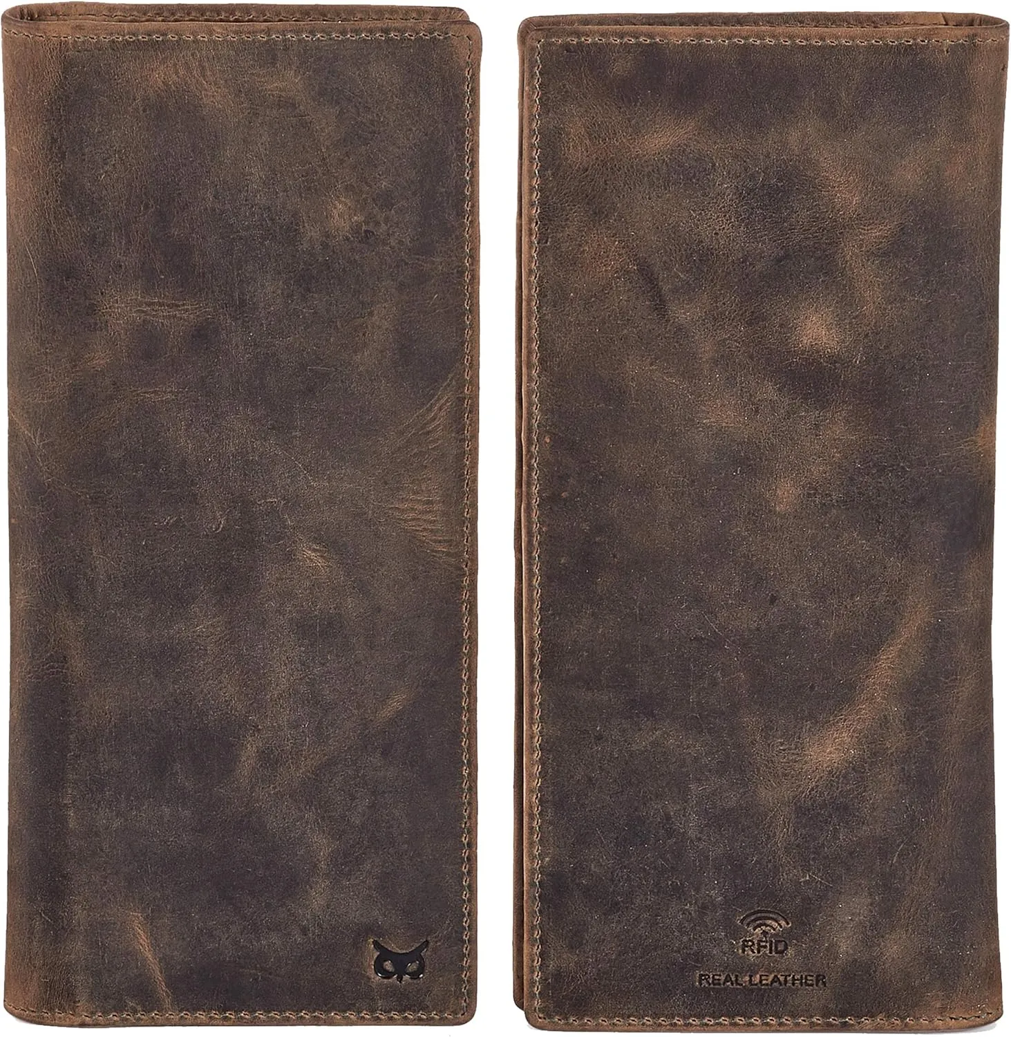 Long Wallet for Men Women Real Leather Bifold RFID Stylish Slim Handmade 2 ID Window Credit Card Holder in Gift Box