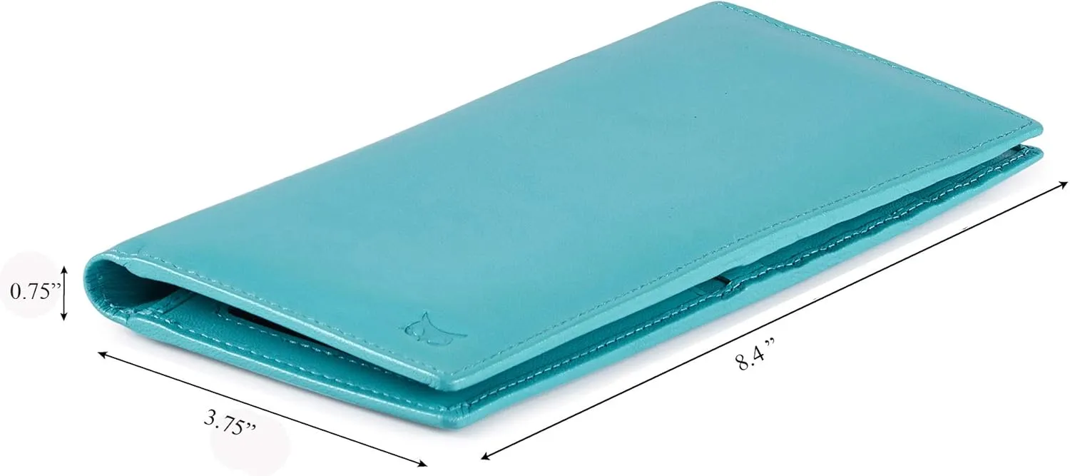Long Wallet for Men Women Real Leather Bifold RFID Stylish Slim Handmade 2 ID Window Credit Card Holder in Gift Box