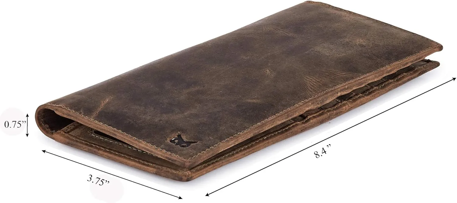 Long Wallet for Men Women Real Leather Bifold RFID Stylish Slim Handmade 2 ID Window Credit Card Holder in Gift Box