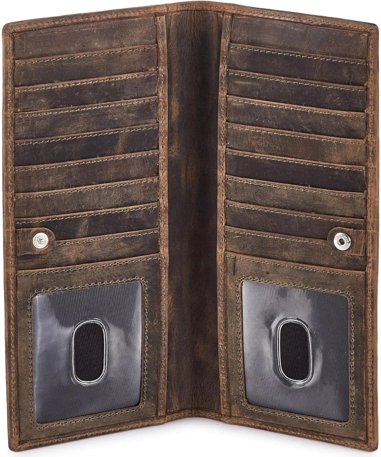 Long Wallet for Men Women Real Leather Bifold RFID Stylish Slim Handmade 2 ID Window Credit Card Holder in Gift Box