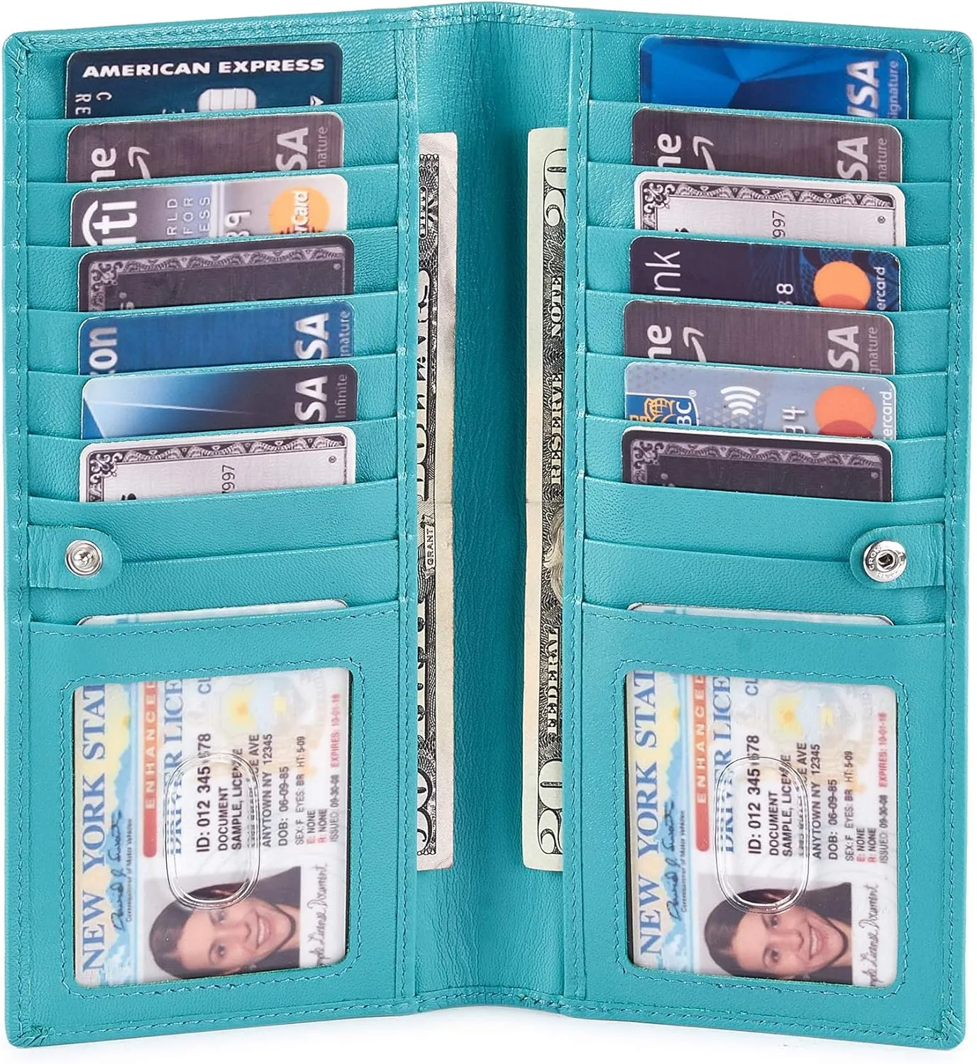 Long Wallet for Men Women Real Leather Bifold RFID Stylish Slim Handmade 2 ID Window Credit Card Holder in Gift Box