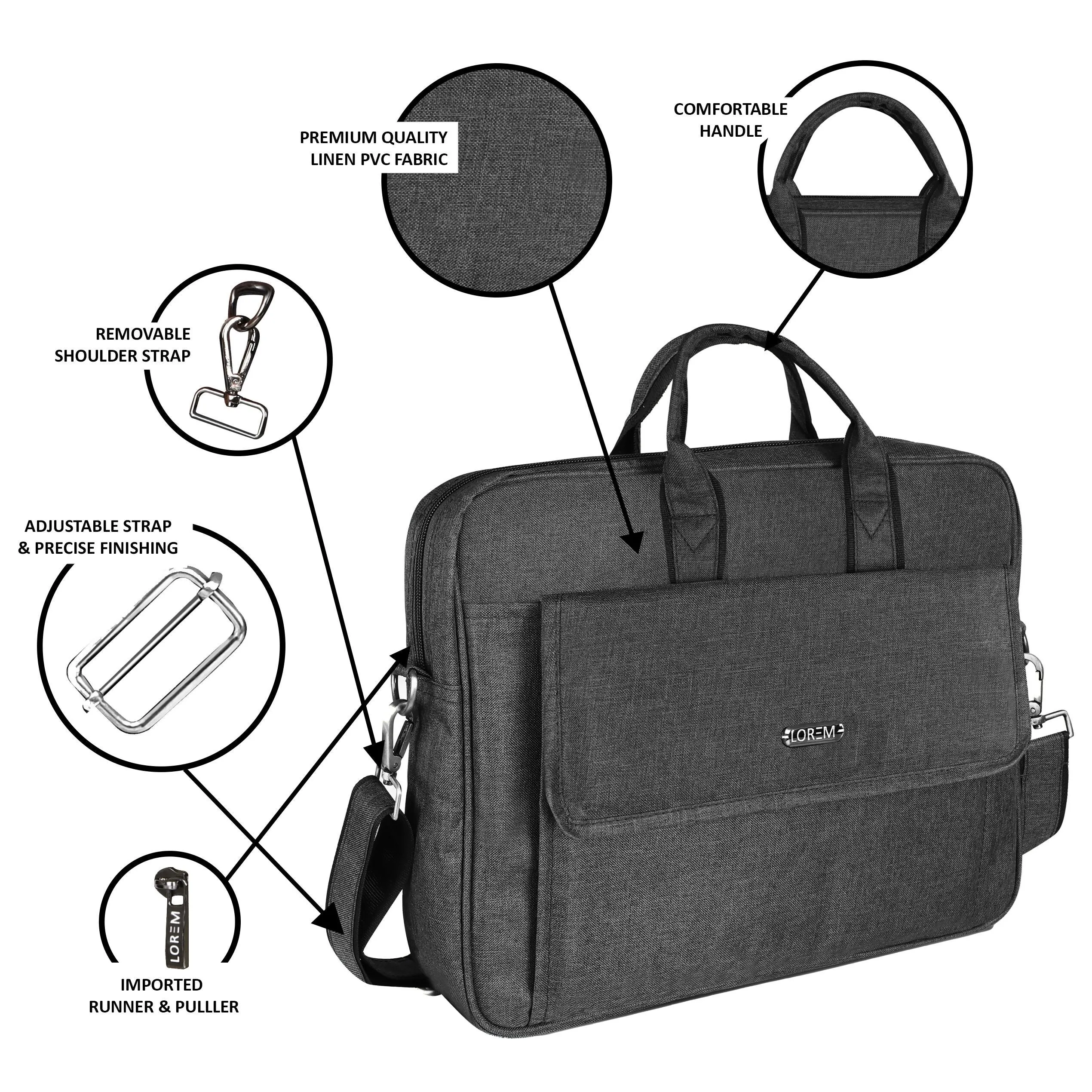 LOREM 9.44L Faux Leather Messenger Bag for Men – Fits 15.6” Laptops | Perfect for Dell, HP, Lenovo & MacBook