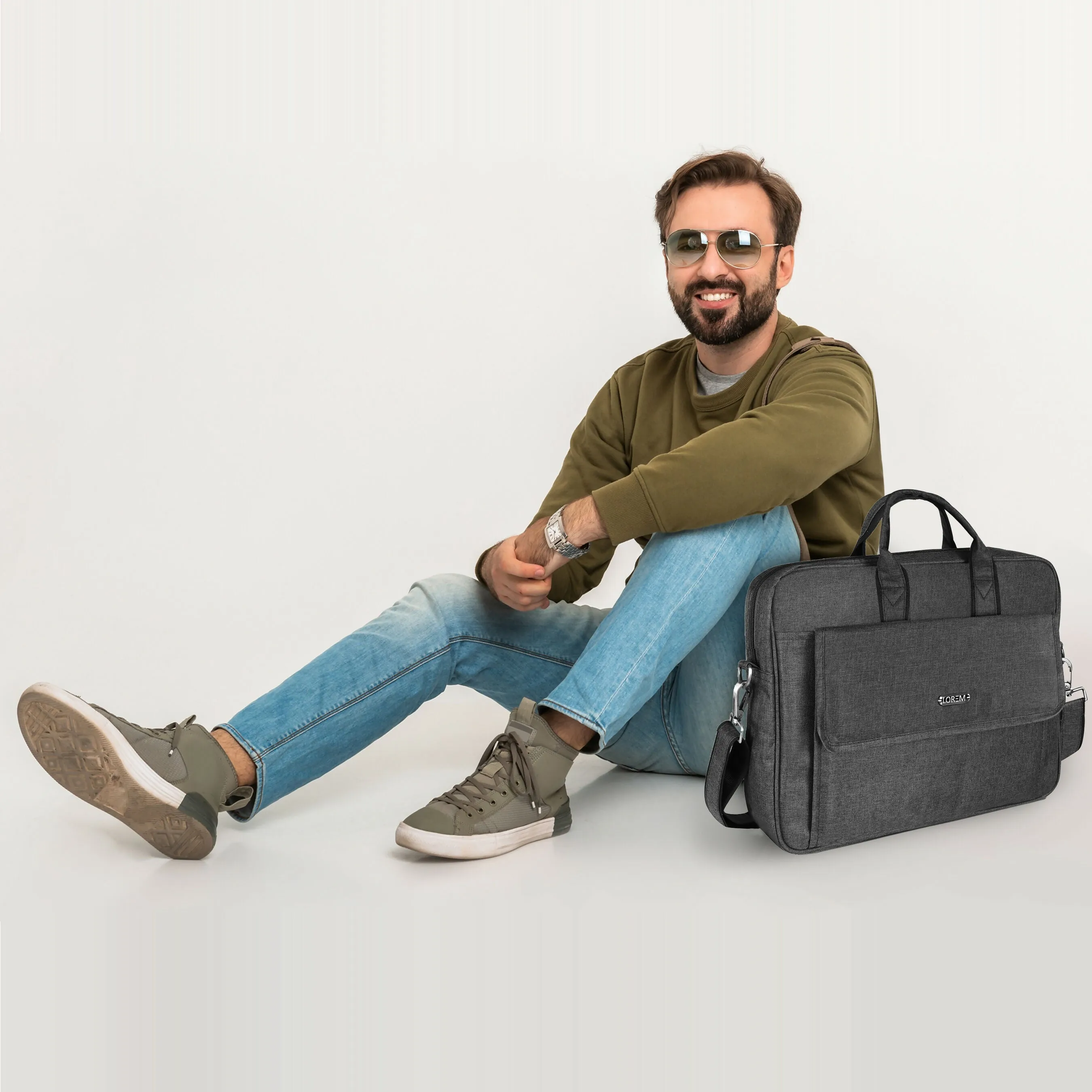 LOREM 9.44L Faux Leather Messenger Bag for Men – Fits 15.6” Laptops | Perfect for Dell, HP, Lenovo & MacBook