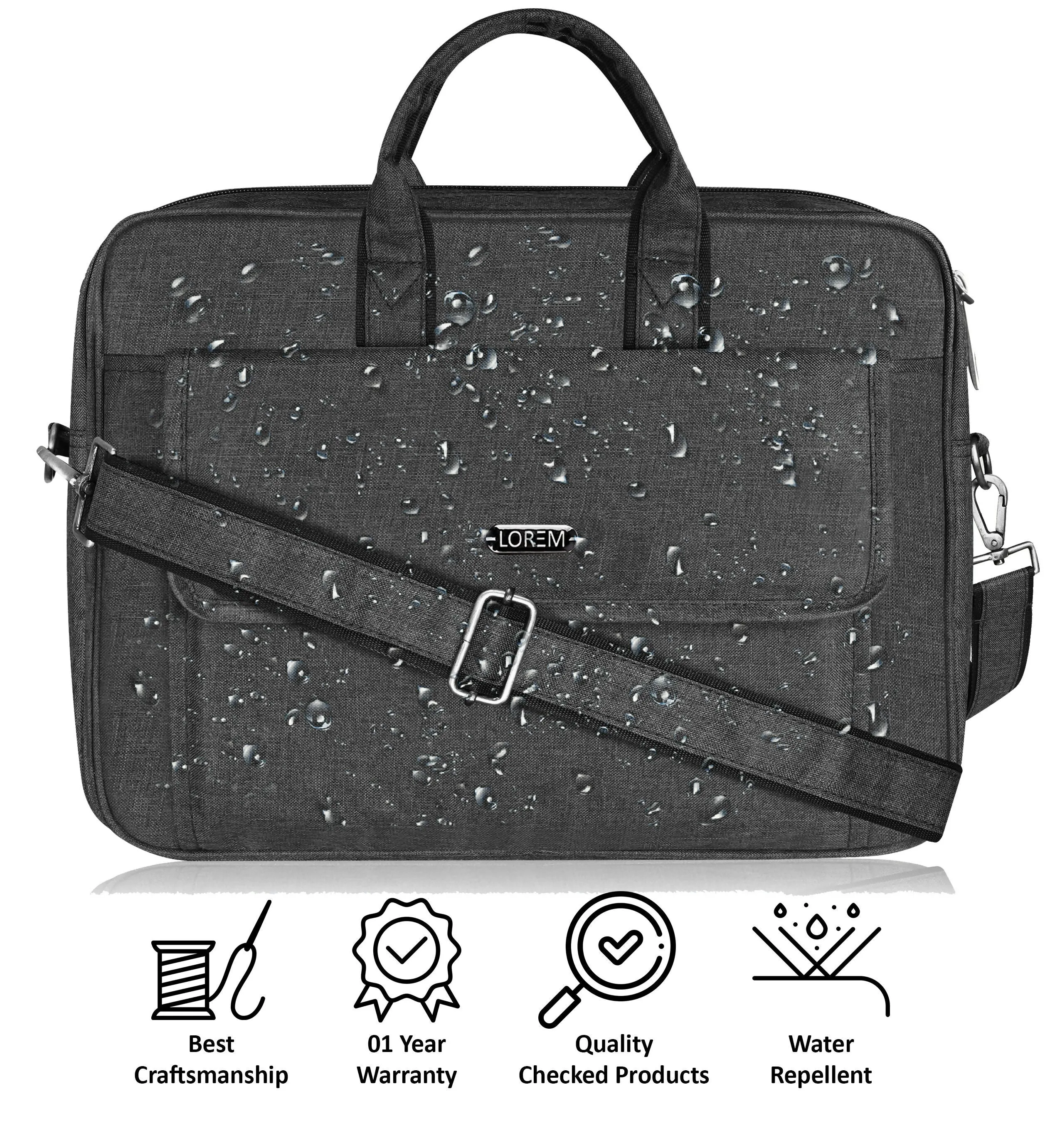 LOREM 9.44L Faux Leather Messenger Bag for Men – Fits 15.6” Laptops | Perfect for Dell, HP, Lenovo & MacBook