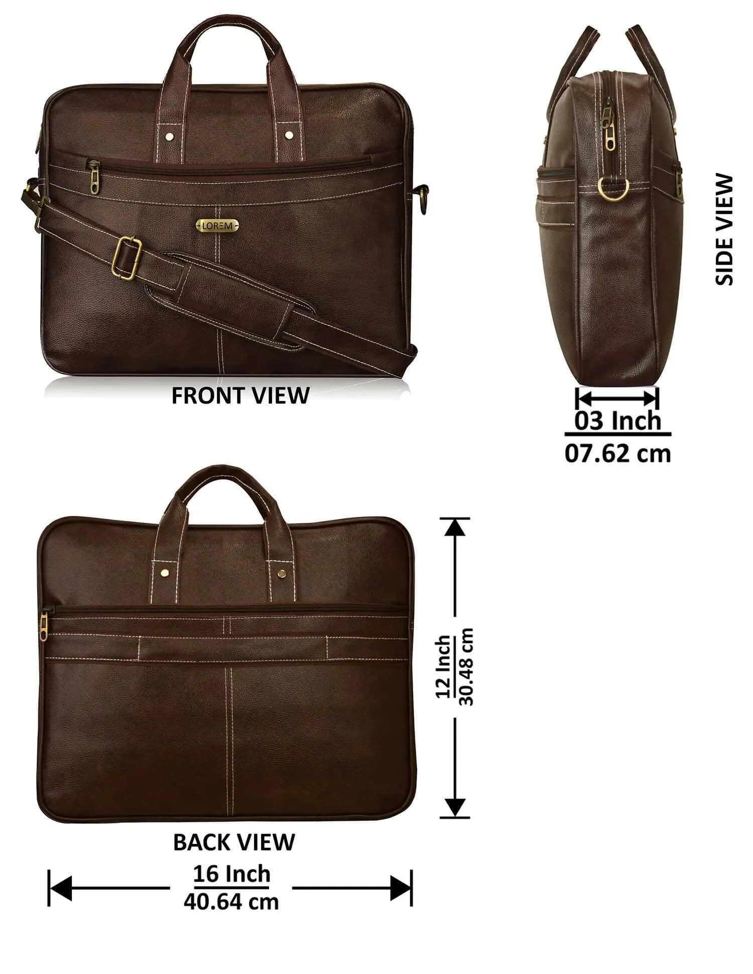 LOREM Brown Faux Leather Laptop Messenger Bag for Men & Women (10 L) (BG16)