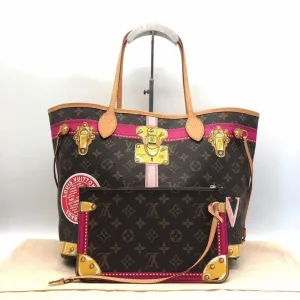 Louis Vuitton Neverfull Monogram Canvas Tote Bag Pink Trim Medium