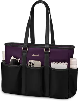 LOVEVOOK 17 Inch Laptop Tote Bag for Women Work, Teacher Tote Nurse Bag, Professional Utility Computer Bag For Work/Travel/College/Daily, Large Purse Handbag With Multi Pockets & Top Zipper