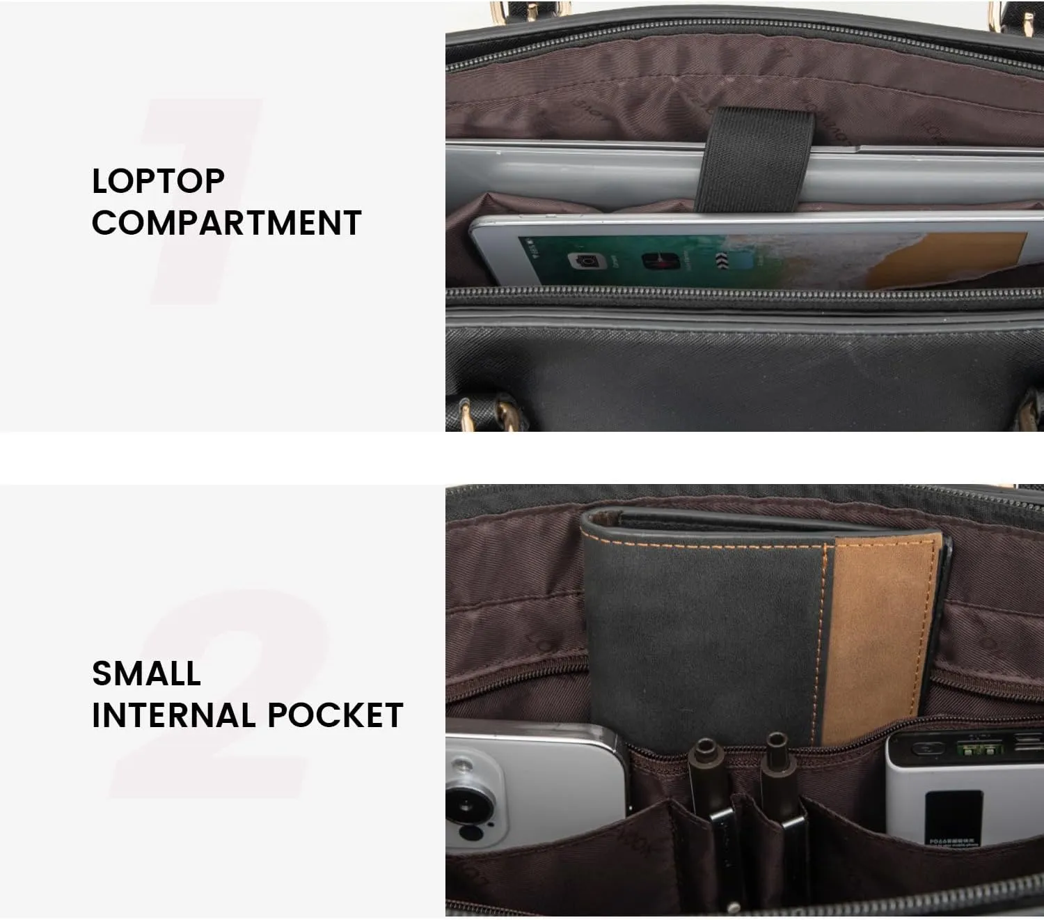 LOVEVOOK 17.3-inch Laptop Bag for Women, Large Capacity Travel Tote Bag with Clutch Purse 2PCs Set, Professional Business Computer Work Bag, Leather Shoulder Briefcase for Office Lady, Black