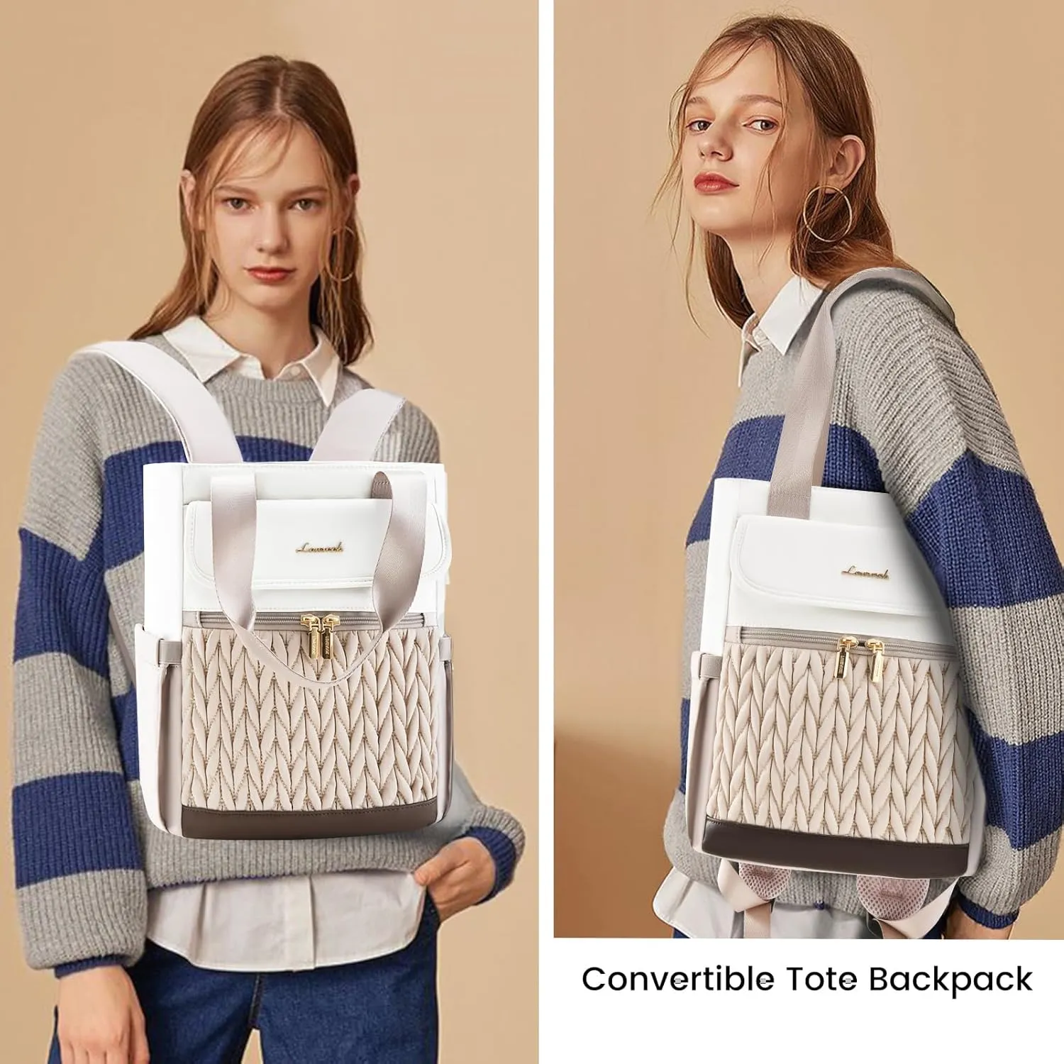 LOVEVOOK Backpack Purse for Women, Convertible Mini Backpacks Tote for Teen Girls, Small College Bookbag for Work, School, Travel, 2pcs set