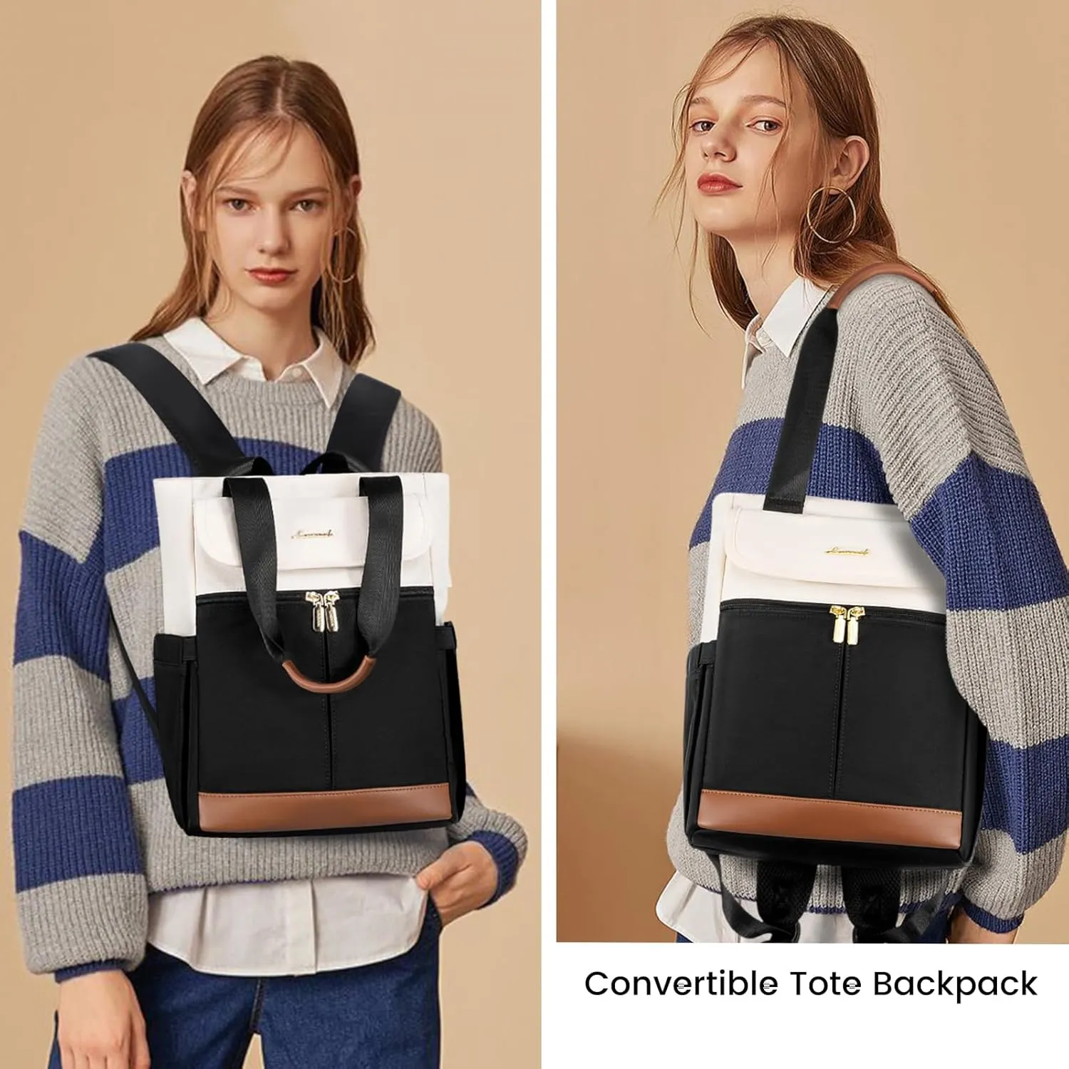 LOVEVOOK Backpack Purse for Women, Convertible Small Backpack Tote for Woman, Mini College Daypack for Work, Daily, Travel, 2pcs set