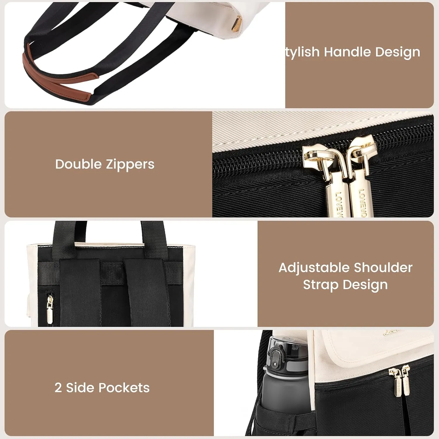 LOVEVOOK Backpack Purse for Women, Convertible Small Backpack Tote for Woman, Mini College Daypack for Work, Daily, Travel, 2pcs set