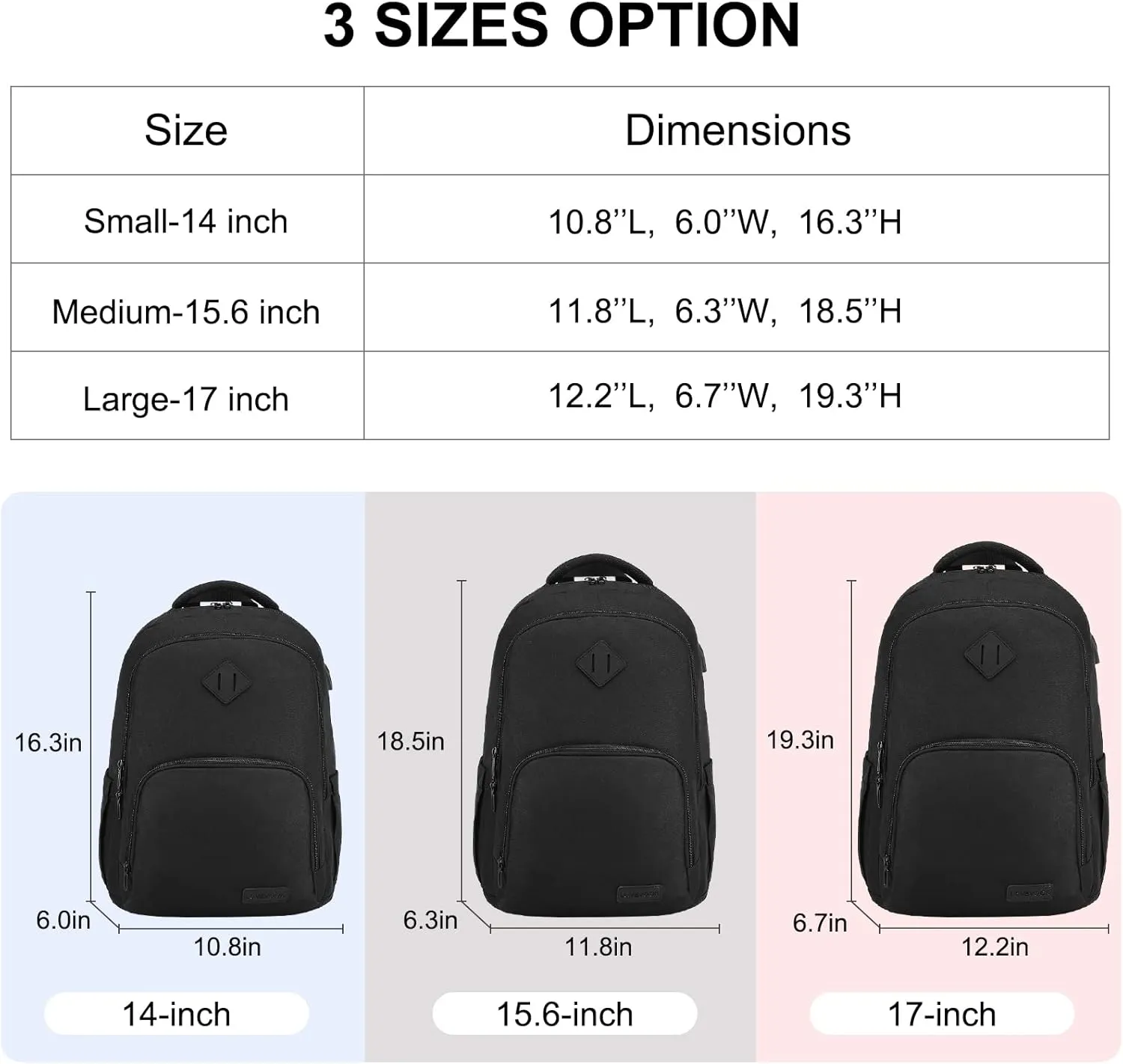 LOVEVOOK Black Backpack for Women Men, School Bookbag with Laptop Compartment for College Work Travel, Water Resistant Daypack, Fit 15.6" Laptop