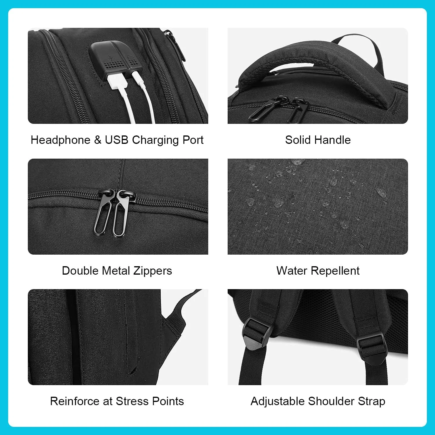 LOVEVOOK Black Backpack for Women Men, School Bookbag with Laptop Compartment for College Work Travel, Water Resistant Daypack, Fit 15.6" Laptop