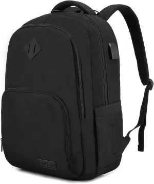 LOVEVOOK Black Backpack for Women Men, School Bookbag with Laptop Compartment for College Work Travel, Water Resistant Daypack, Fit 15.6" Laptop