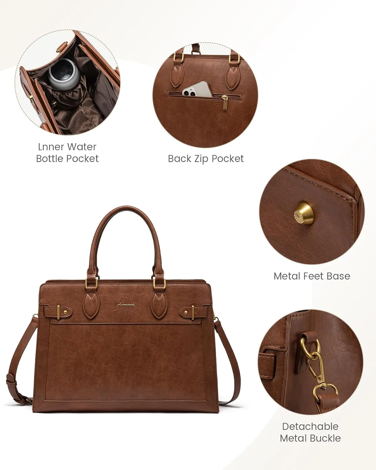 LOVEVOOK Laptop Bag for Women 17 Inch Work Tote, Business Computer Briefcase, PU Leather Tote Bag for Teacher, Large Office Shoulder Purse