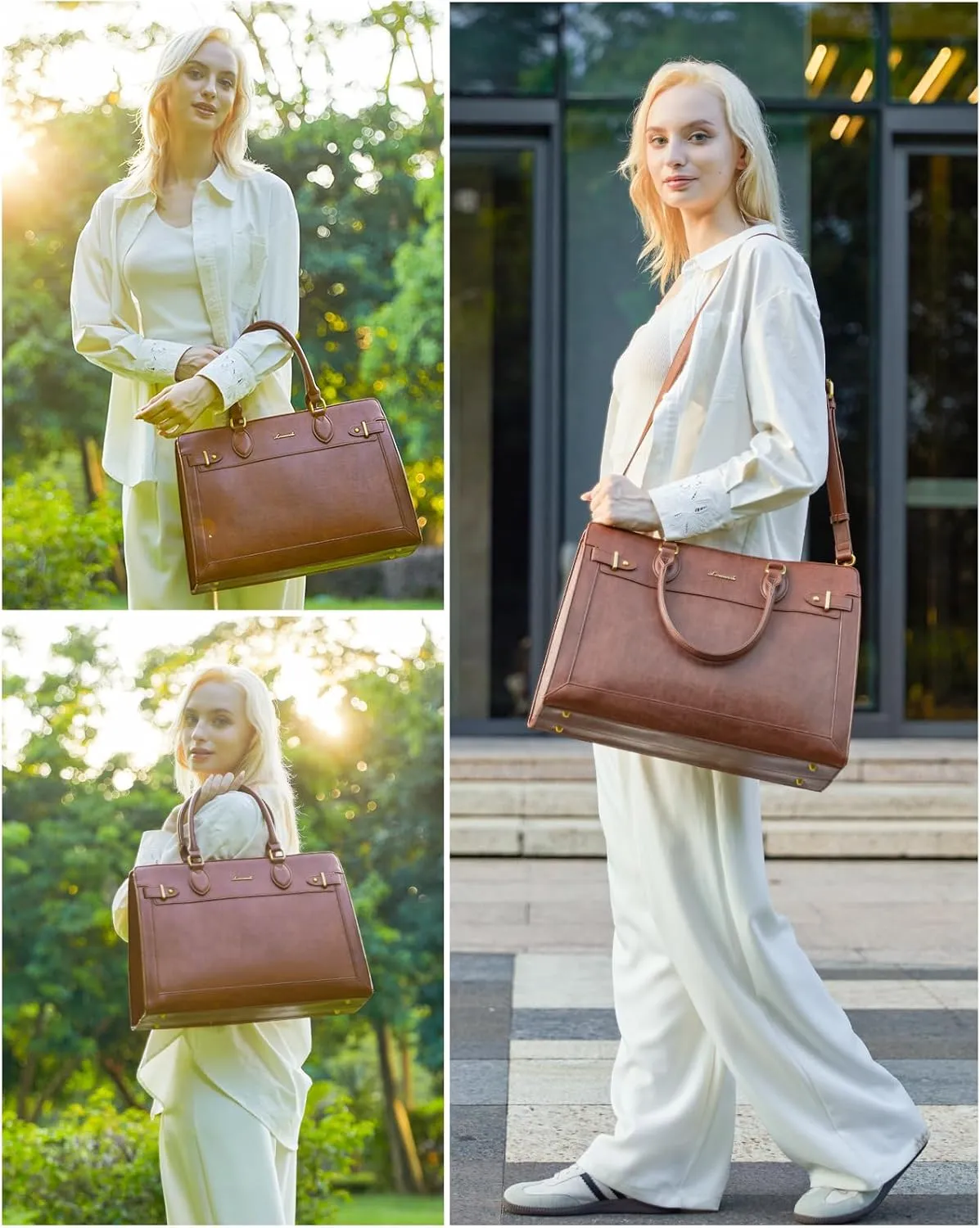 LOVEVOOK Laptop Bag for Women 17 Inch Work Tote, Business Computer Briefcase, PU Leather Tote Bag for Teacher, Large Office Shoulder Purse