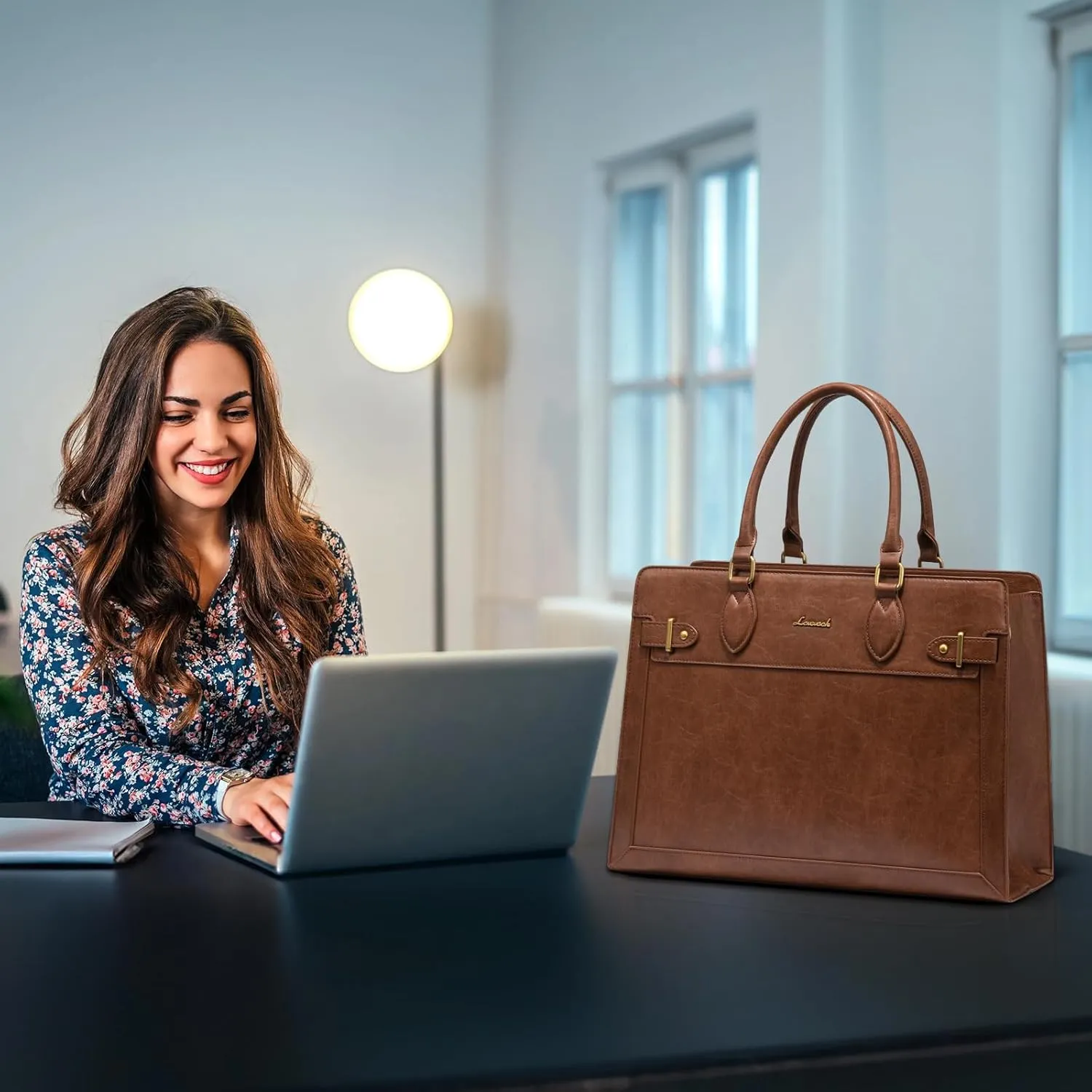 LOVEVOOK Laptop Bag for Women 17 Inch Work Tote, Business Computer Briefcase, PU Leather Tote Bag for Teacher, Large Office Shoulder Purse