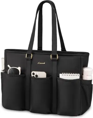 LOVEVOOK Laptop Tote Bag for Women Work, Teacher Tote Bag Nurse Bag With Large Cup Holder, Utility Professional Computer Bag For Work/Travel/College/Daily, Large Purse Handbag With Multi Pockets