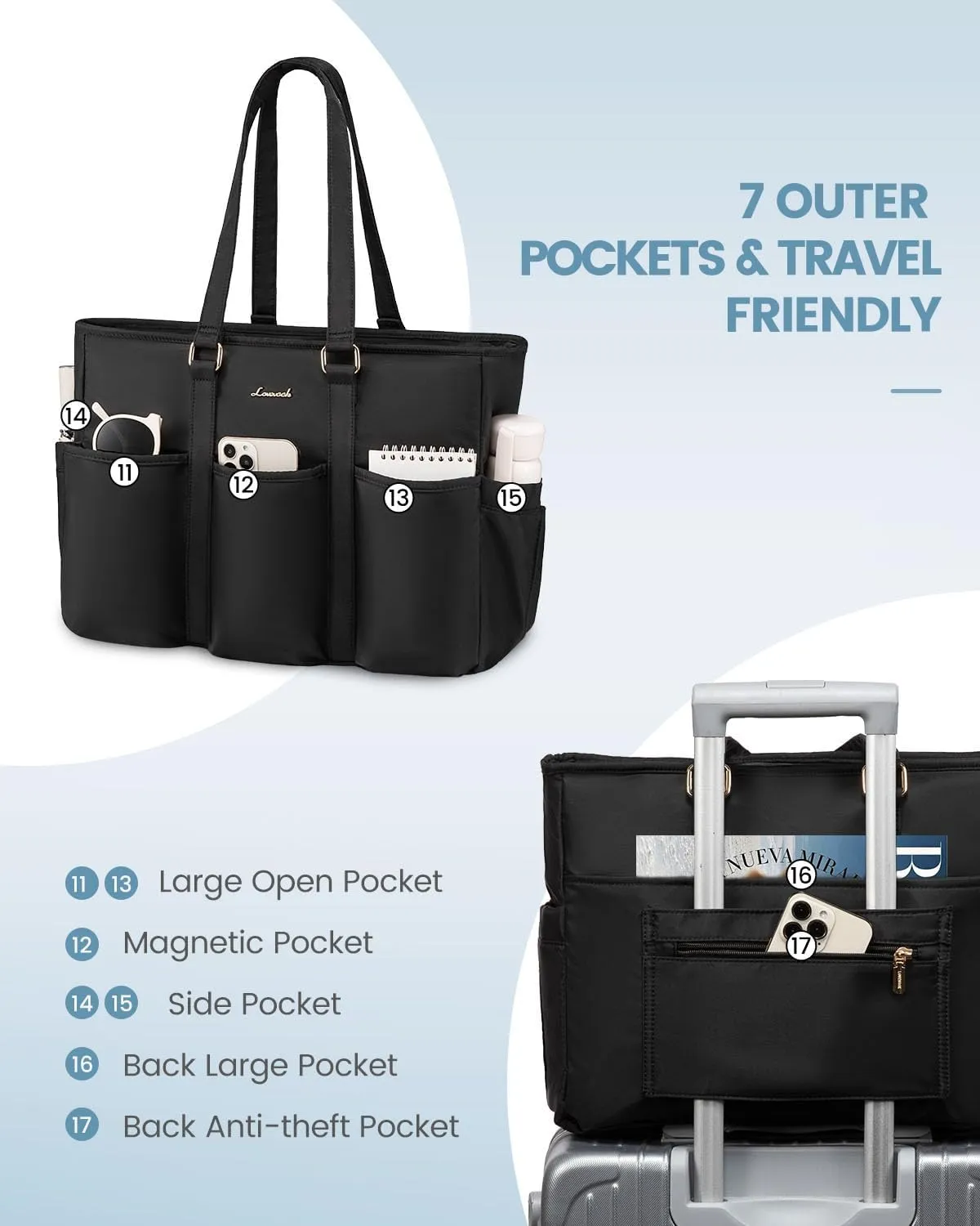 LOVEVOOK Laptop Tote Bag for Women Work, Teacher Tote Bag Nurse Bag With Large Cup Holder, Utility Professional Computer Bag For Work/Travel/College/Daily, Large Purse Handbag With Multi Pockets