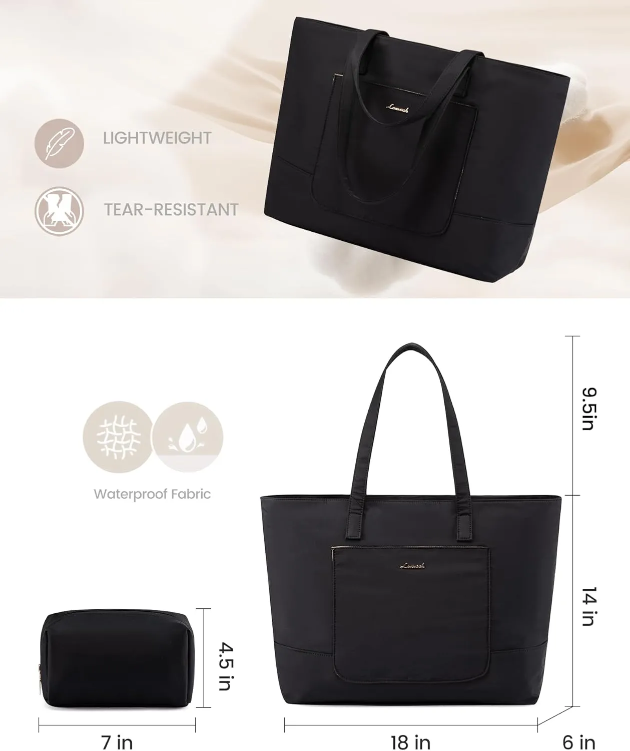 LOVEVOOK Work Tote with Laptop Compartment for Nurse Travel Commuter, Gym Bag with Yoga Mat Strap