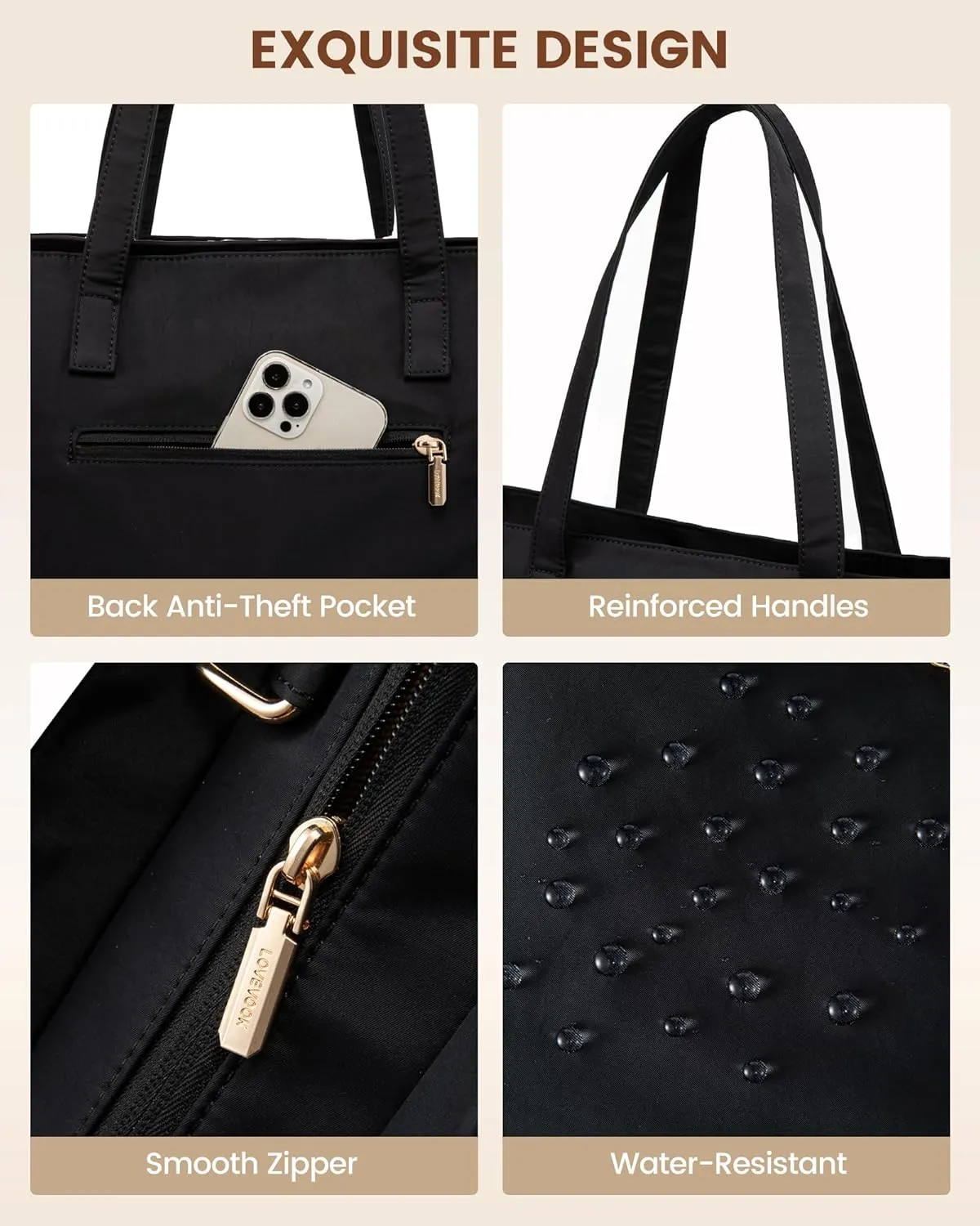 LOVEVOOK Work Tote with Laptop Compartment for Nurse Travel Commuter, Gym Bag with Yoga Mat Strap