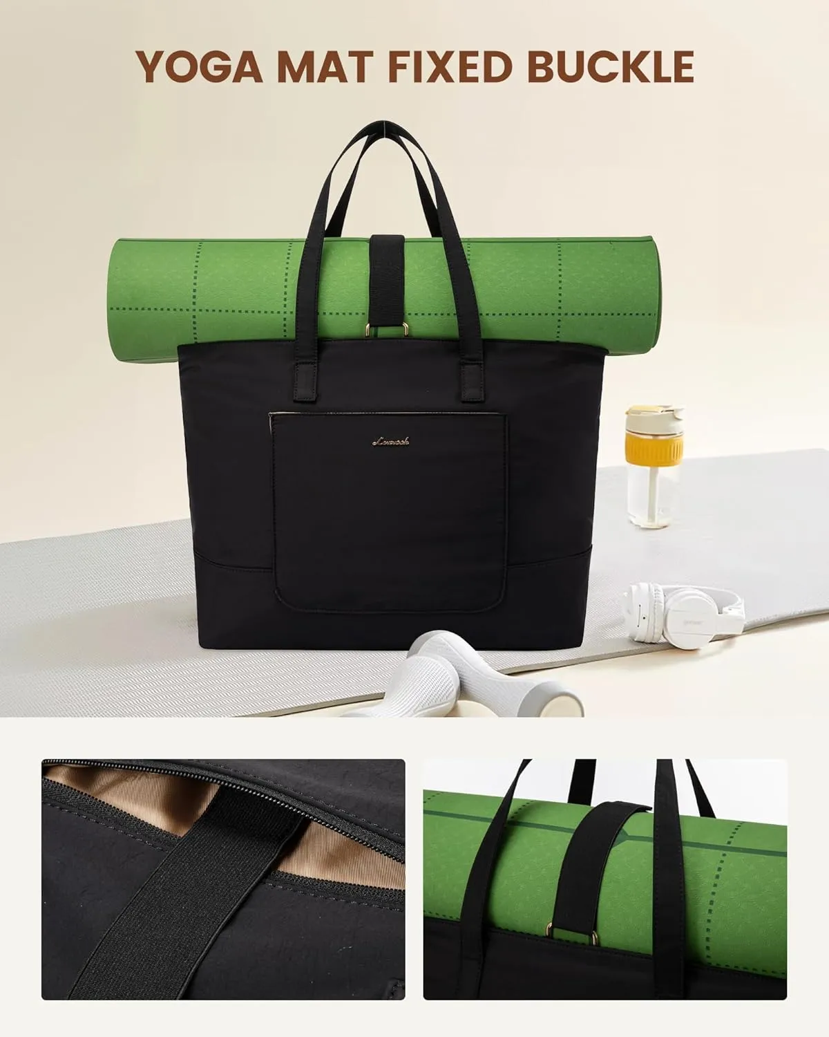 LOVEVOOK Work Tote with Laptop Compartment for Nurse Travel Commuter, Gym Bag with Yoga Mat Strap