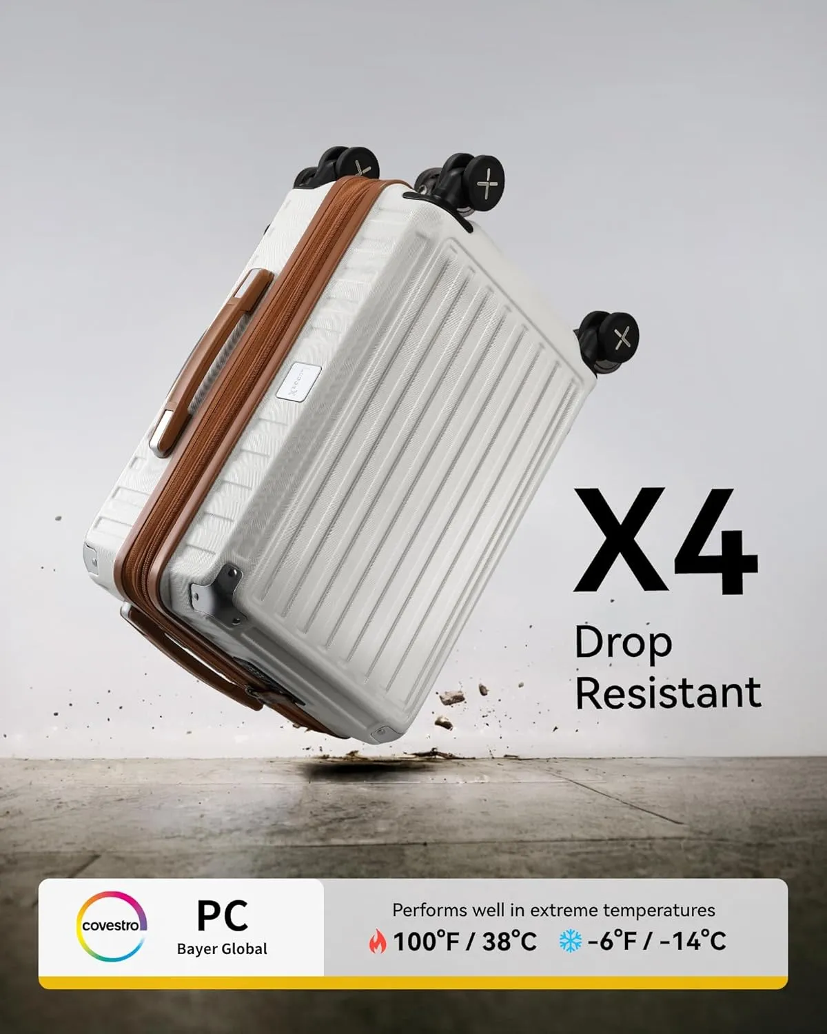 LUGGEX Carry On Luggage Sets 3 Piece, PC Expandable Hardshell Luggage with Spinner Wheels, Brown Black