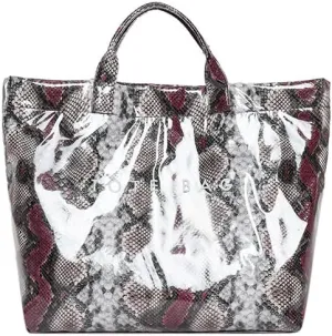 Lushandy Tote Bag for Women Large Letters Print Tote Bag Animal Pattern Plastic Tote Bag Trendy Pvc Tote Bag Y2K Hobo Handbag