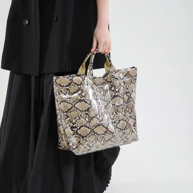 Lushandy Tote Bag for Women Large Letters Print Tote Bag Animal Pattern Plastic Tote Bag Trendy Pvc Tote Bag Y2K Hobo Handbag