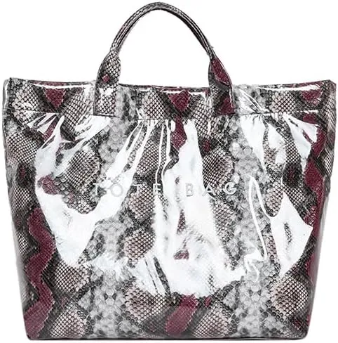 Lushandy Tote Bag for Women Large Letters Print Tote Bag Animal Pattern Plastic Tote Bag Trendy Pvc Tote Bag Y2K Hobo Handbag