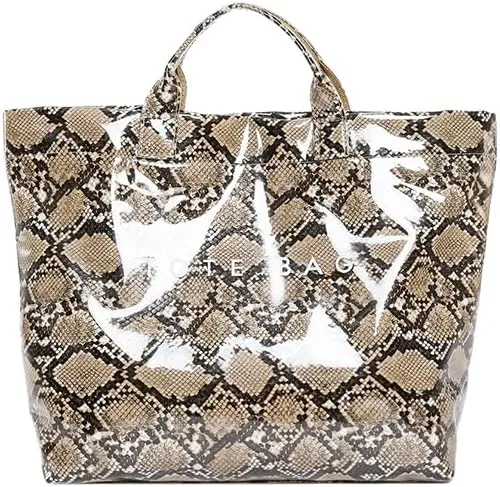 Lushandy Tote Bag for Women Large Letters Print Tote Bag Animal Pattern Plastic Tote Bag Trendy Pvc Tote Bag Y2K Hobo Handbag