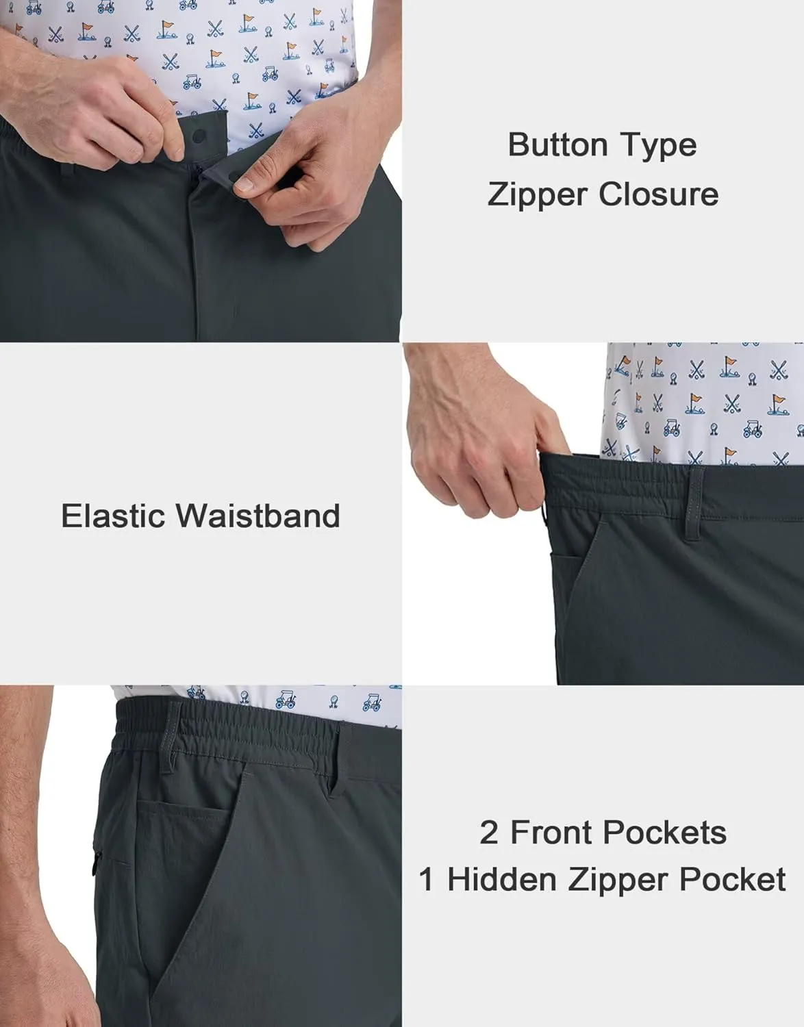 M MAELREG Mens Golf Pants 5 Pockets Lightweight - 30"/32"/34" Dry Fit Water-Resistant Stretch Dress Work Mens Casual Pants