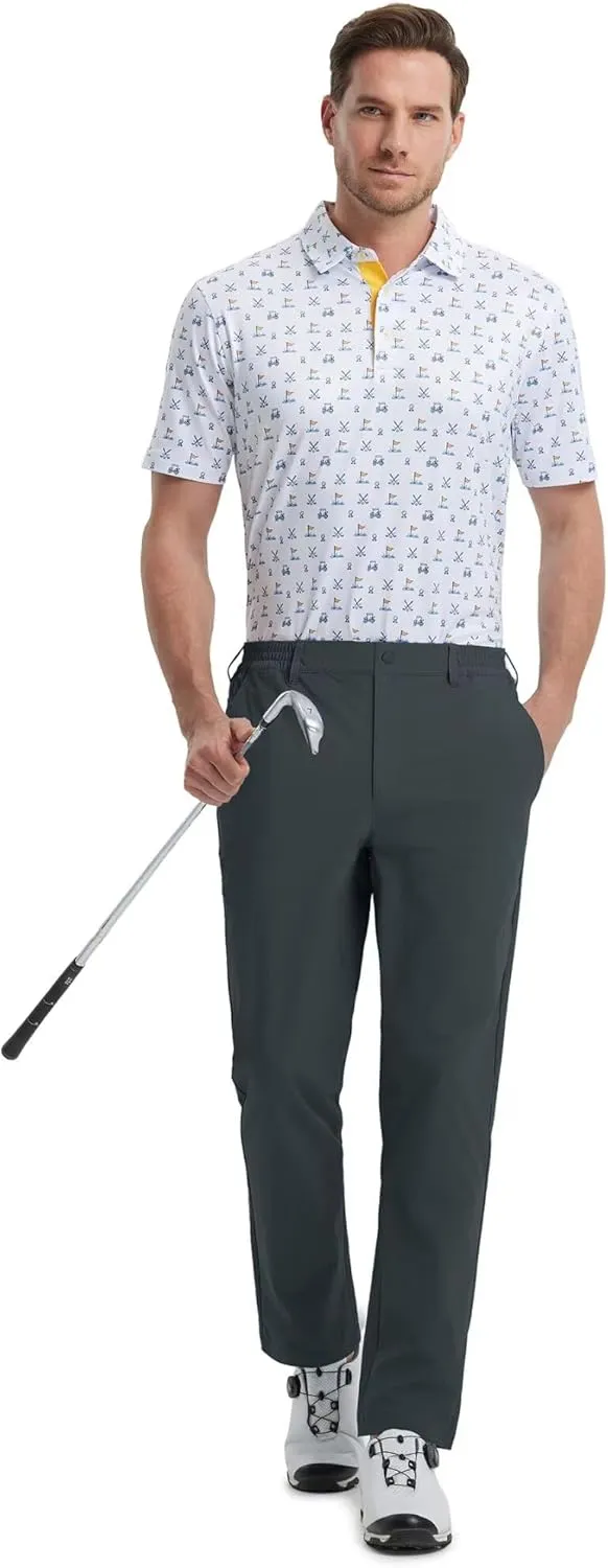 M MAELREG Mens Golf Pants 5 Pockets Lightweight - 30"/32"/34" Dry Fit Water-Resistant Stretch Dress Work Mens Casual Pants