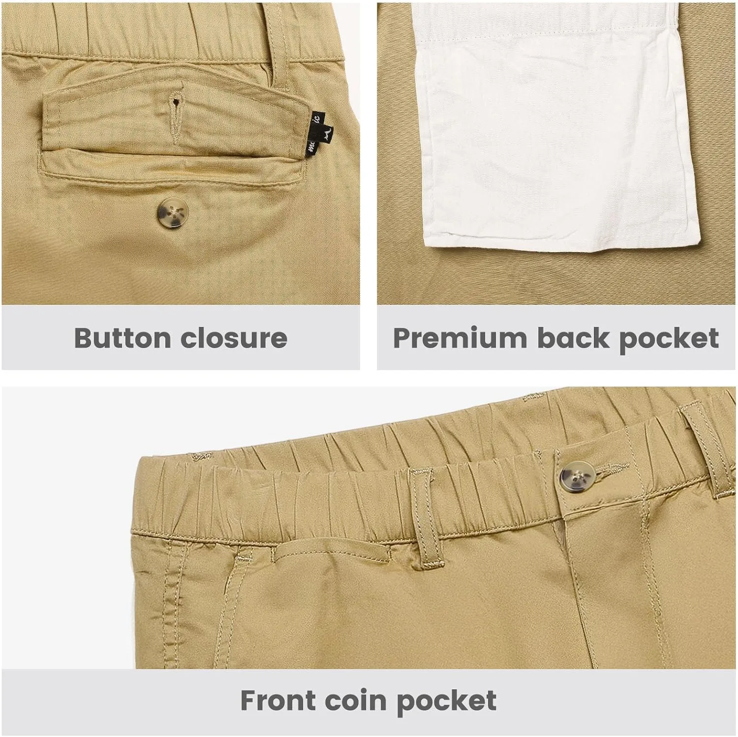 maamgic Men's Classic-fit 5.5" Cotton Casual Shorts Elastic Waistband with Multi-Pocket Daily Wear Walking Summer Outfit