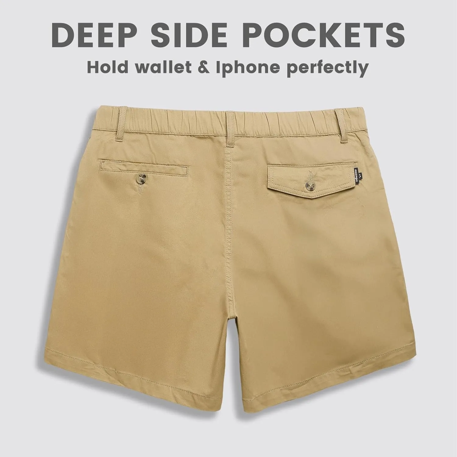 maamgic Men's Classic-fit 5.5" Cotton Casual Shorts Elastic Waistband with Multi-Pocket Daily Wear Walking Summer Outfit