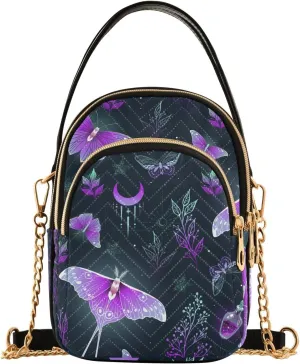 Magical Butterflies and Herbs Small Crossbody Bag Quilted Handbags for Women Chain Shoulder Bag
