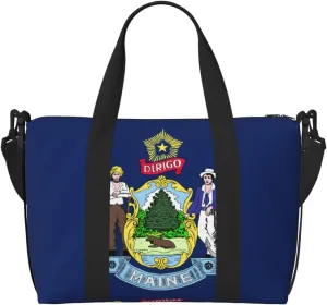 Maine State Flag Versatile Personal Item Travel Bags for Women - Spacious Duffel Bags for Traveling, Gym Bags for Men